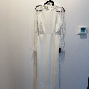 Lulu's White Long Sleeve Lace Dress